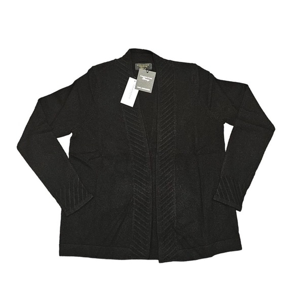 Charter Club Cashmere Open-Front Cardigan Classic Black PP - Picture 2 of 5